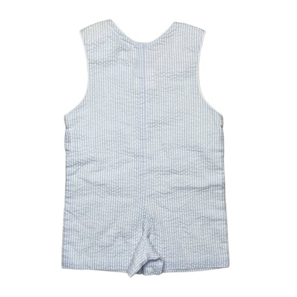 Banana Split Kids Seersucker Striped Romper Blue White 9 Mons - Picture 2 of 3